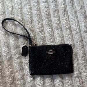 Coach Black Patterned Wristlet Wallet